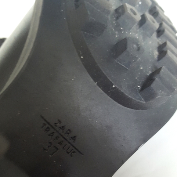 🔖Zara💥Black Suede Leather Ankle Block Heels Booties - Picture 5 of 7